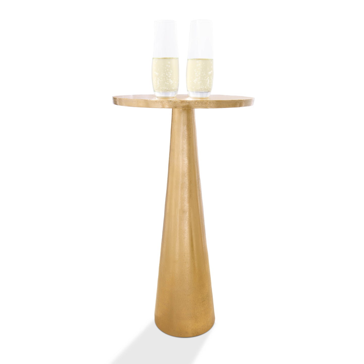 Abel: Small Round Gold End Table by Objet D’Art - Elegant Accent for Living Room, 21” Height