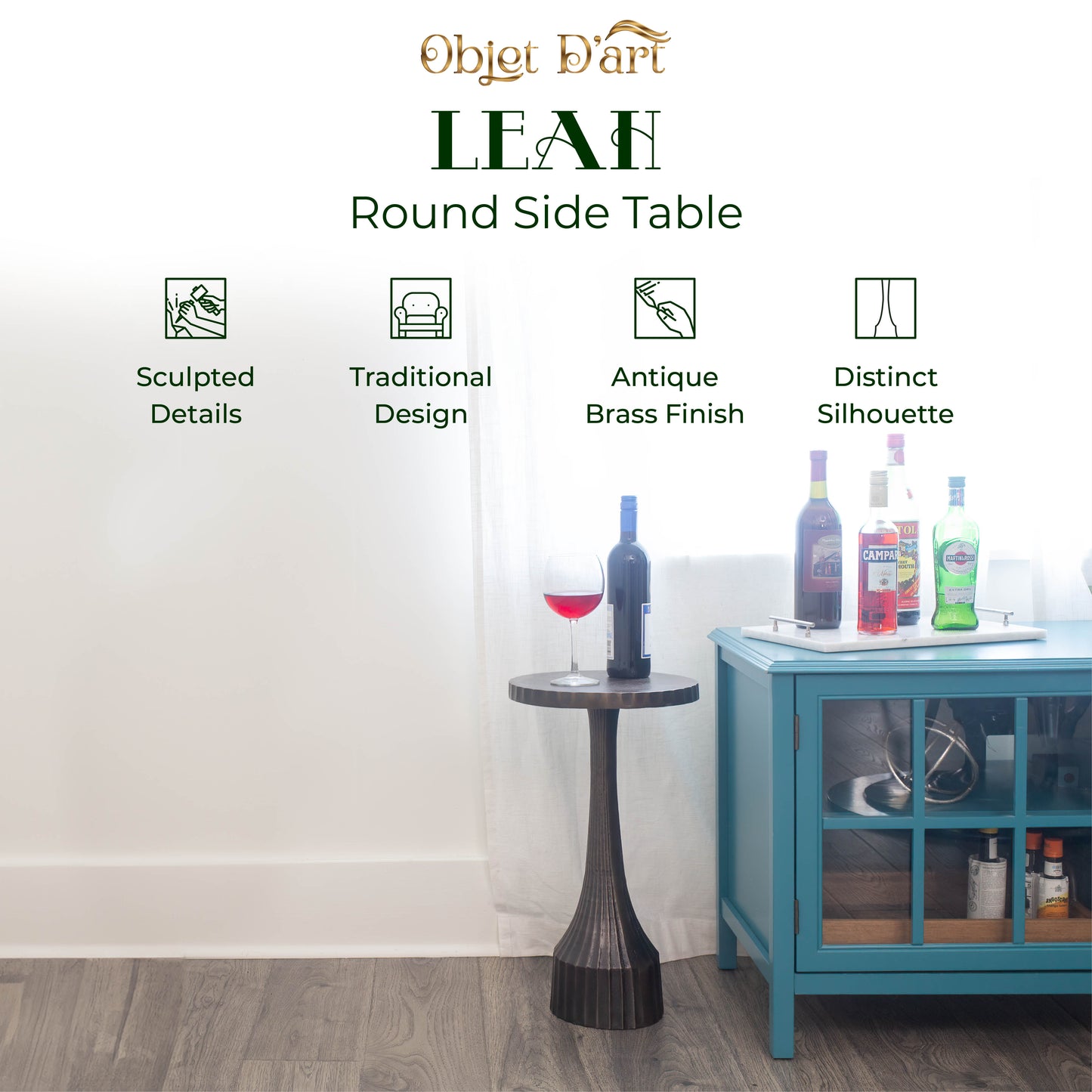 Leah: Small Round Black End Table by Objet D’Art - Chic Accent for Living Room, 22” Height