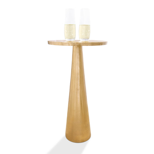 Abel: Small Round Gold End Table by Objet D’Art - Elegant Accent for Living Room, 21” Height