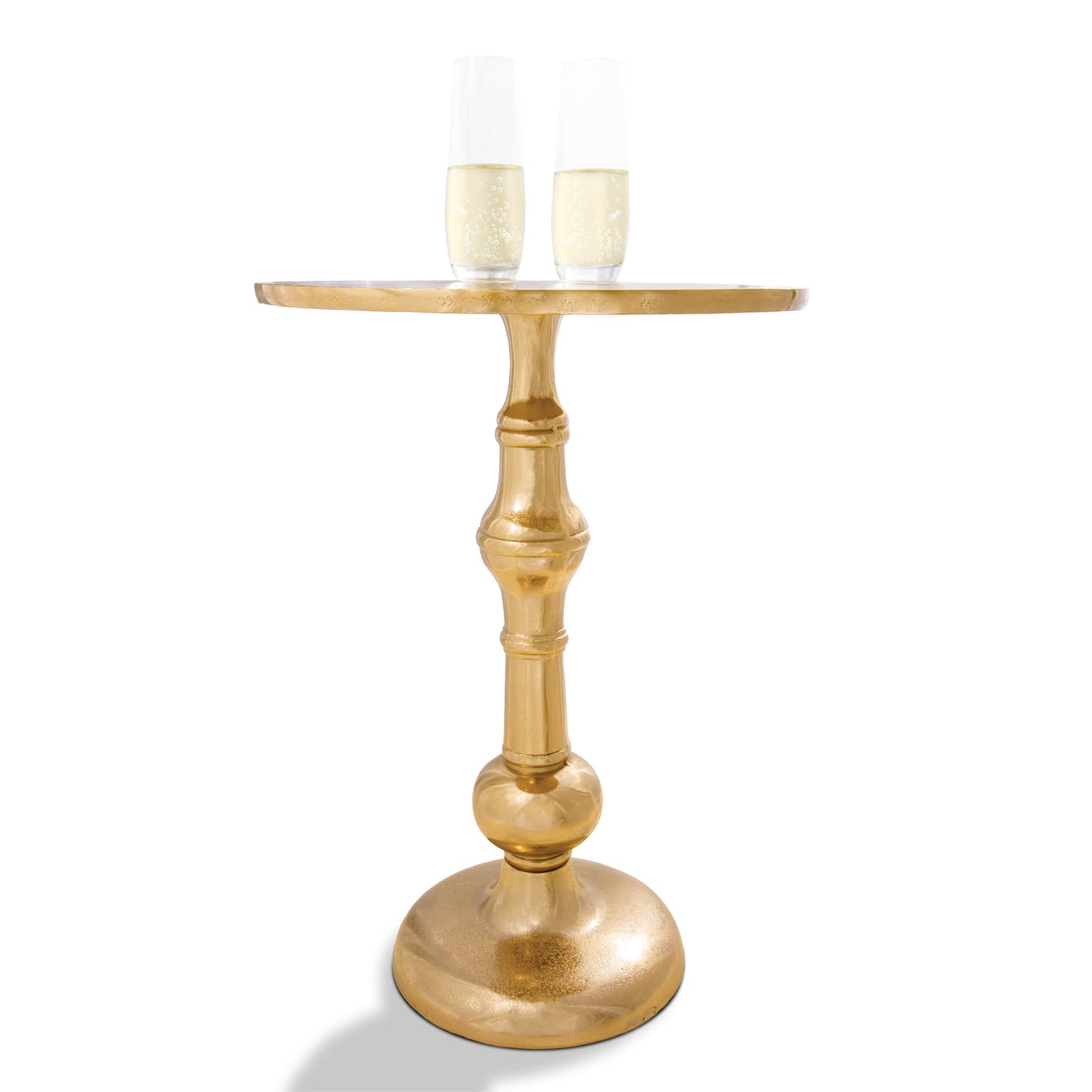 Abigail: Small Round Gold End Table by Objet D’Art - Elegant Accent for Living Room, 23” Height