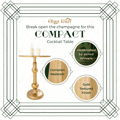 Abigail: Small Round Gold End Table by Objet D’Art - Elegant Accent for Living Room, 23” Height