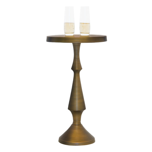 Alexandria: Small Round Gold Side Table by Objet D’Art - Elegant Accent for Living Room, 21” Height