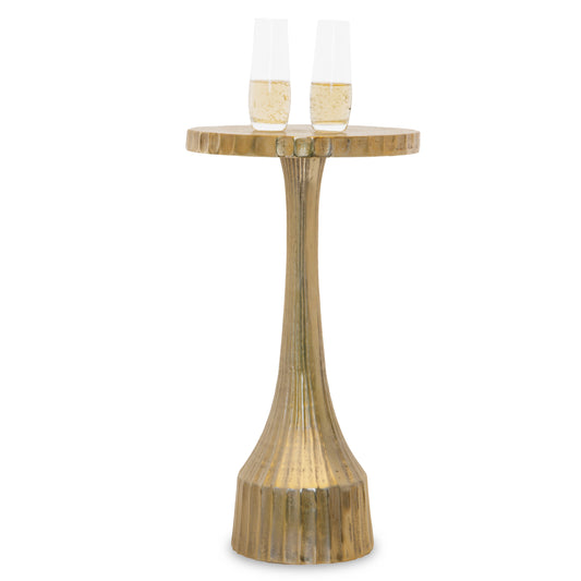 Cyrus: Small Round Gold End Table by Objet D’Art - Elegant Accent for Living Room, 21” Height
