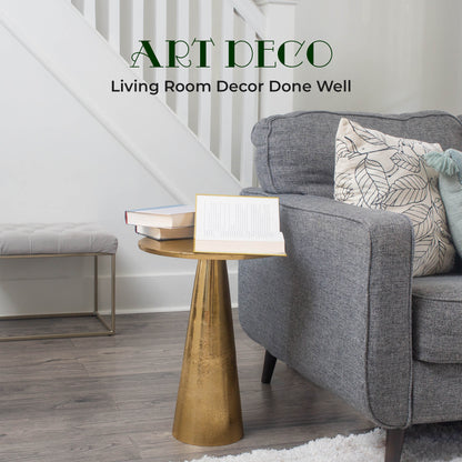 Deborah: Small Round Bronze End Table by Objet D’Art - Chic Accent for Living Room, 21” Height