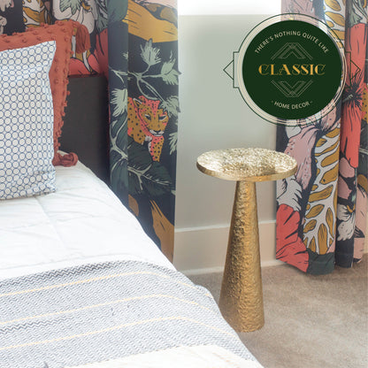 Esther: Small Round Gold End Table by Objet D’Art - Elegant Accent for Living Room, 21” Height