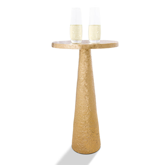 Esther: Small Round Gold End Table by Objet D’Art - Elegant Accent for Living Room, 21” Height