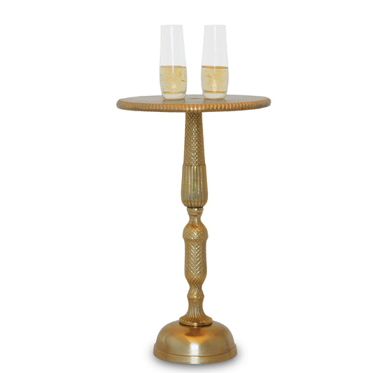 Hannah: Small Round Gold Side Table by Objet D’Art - Stylish Accent for Living Room, 20” Height