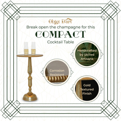 Hannah: Small Round Gold Side Table by Objet D’Art - Stylish Accent for Living Room, 20” Height
