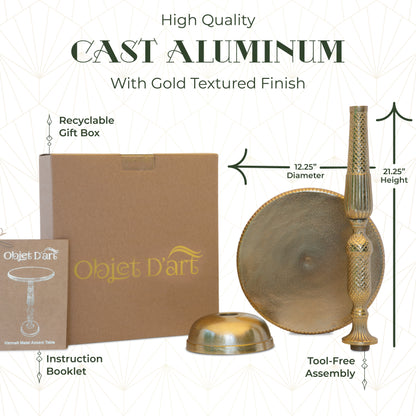 Hannah: Small Round Gold Side Table by Objet D’Art - Stylish Accent for Living Room, 20” Height