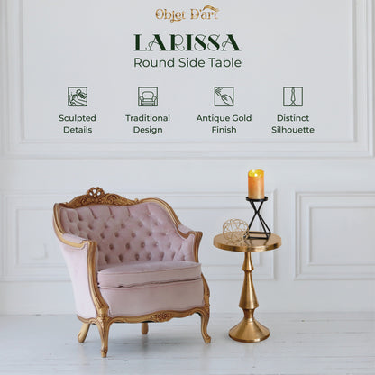 Larissa: Round Gold Side Table by Objet D’Art - Chic Accent for Living Room, 3 Sizes