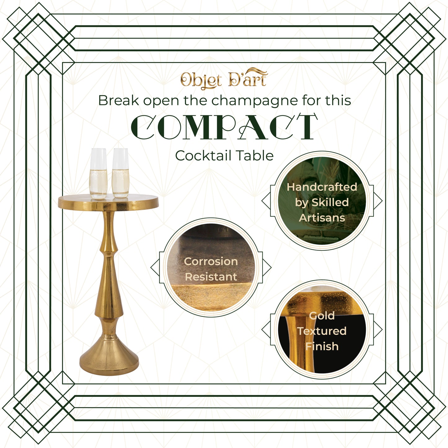 Larissa: Round Gold Side Table by Objet D’Art - Chic Accent for Living Room, 3 Sizes
