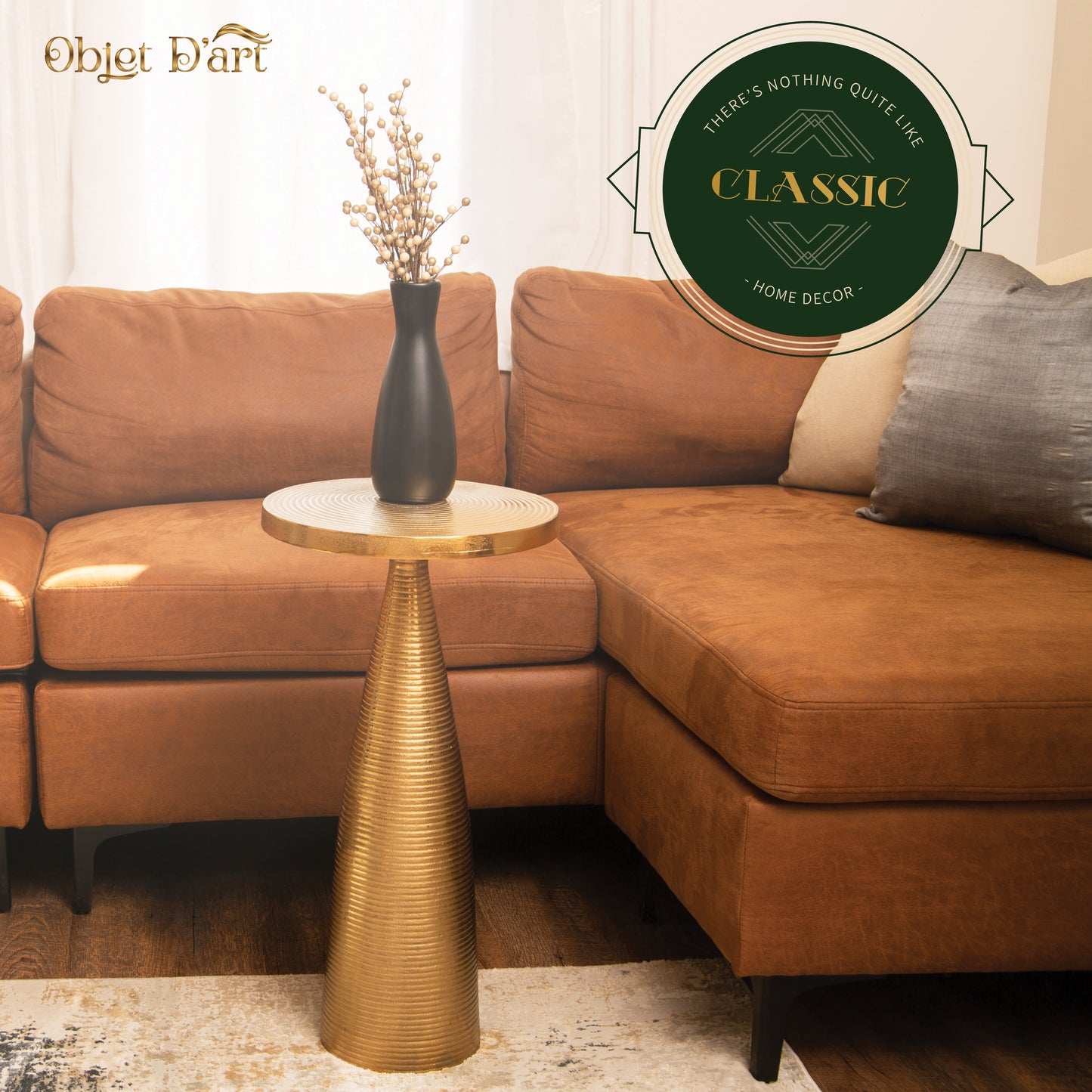 Larissa: Round Gold Side Table by Objet D’Art - Chic Accent for Living Room, 3 Sizes