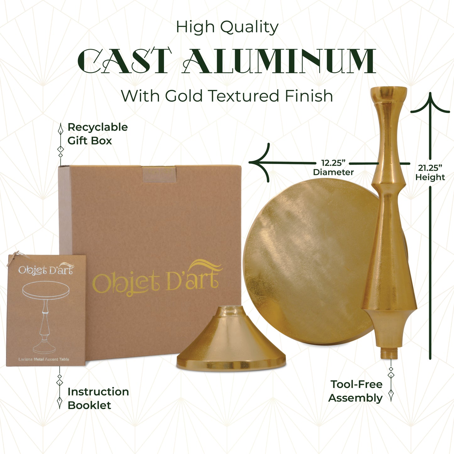 Larissa: Round Gold Side Table by Objet D’Art - Chic Accent for Living Room, 3 Sizes
