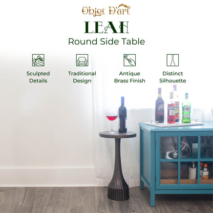 Leah: Small Round Black End Table by Objet D’Art - Chic Accent for Living Room, 22” Height