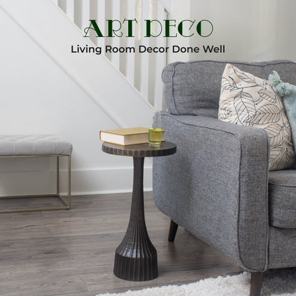 Leah: Small Round Black End Table by Objet D’Art - Chic Accent for Living Room, 22” Height