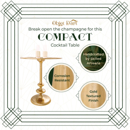 Rachel: Small Round Gold End Table by Objet D’Art - Elegant Accent for Living Room, 21” Height