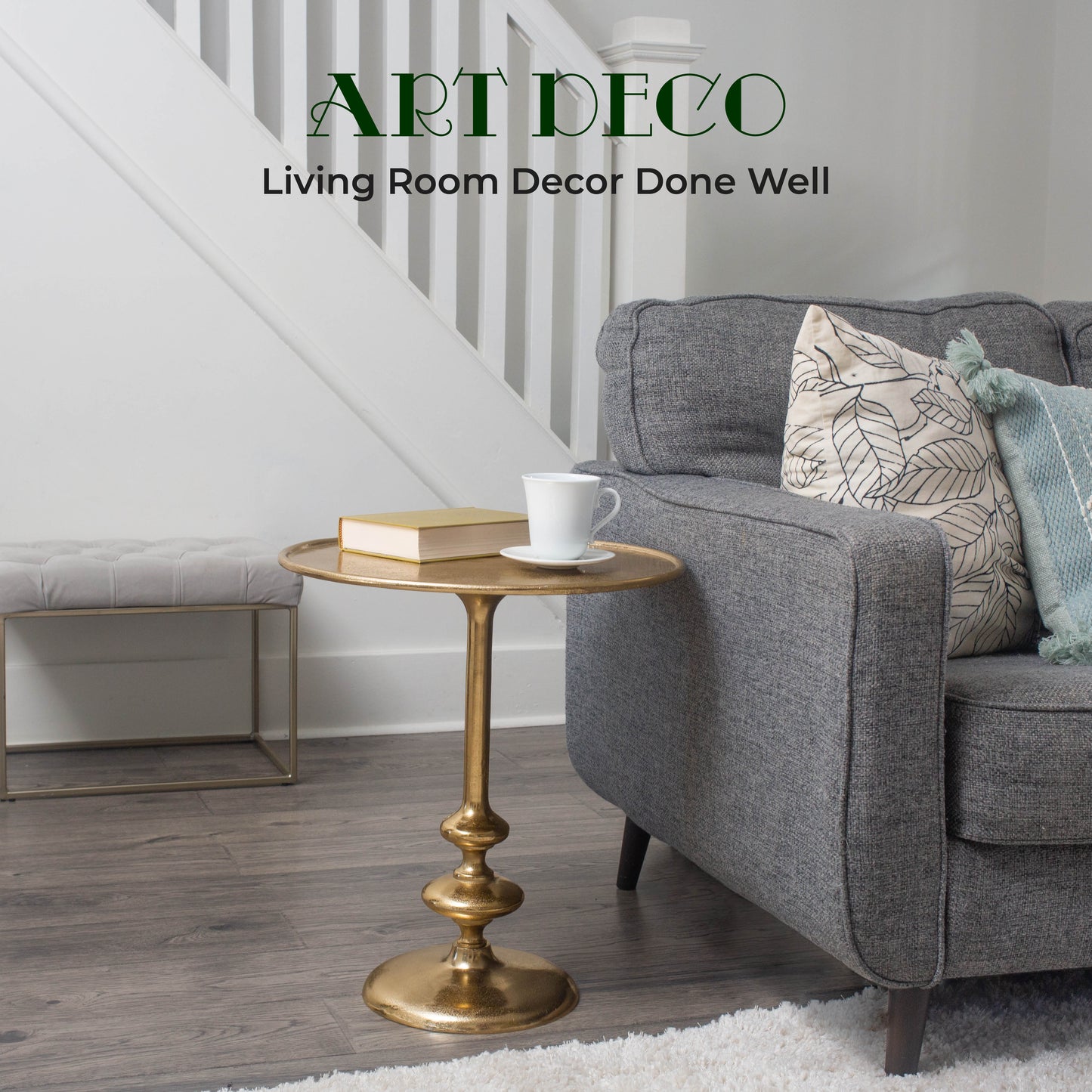 Rachel: Small Round Gold End Table by Objet D’Art - Elegant Accent for Living Room, 21” Height