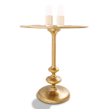 Rachel: Small Round Gold End Table by Objet D’Art - Elegant Accent for Living Room, 21” Height