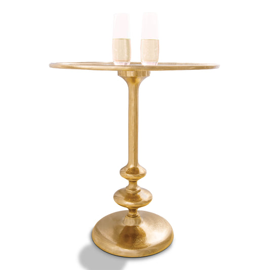 Rachel: Small Round Gold End Table by Objet D’Art - Elegant Accent for Living Room, 21” Height