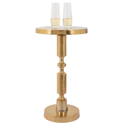 Rhodes: Small Round Gold Side Table by Objet D’Art - Elegant Accent for Living Room, 21” Height