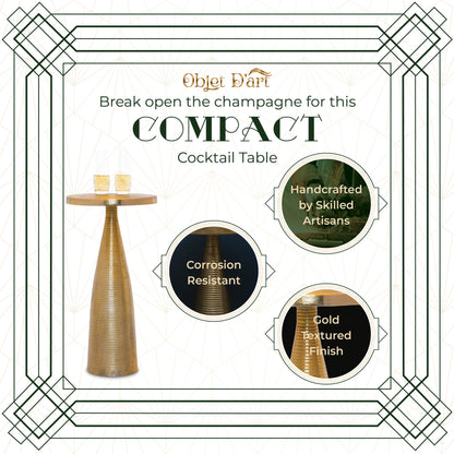 Luxor: Small Round Gold Side Table by Objet D’Art - Chic Accent for Living Room, 23” Height