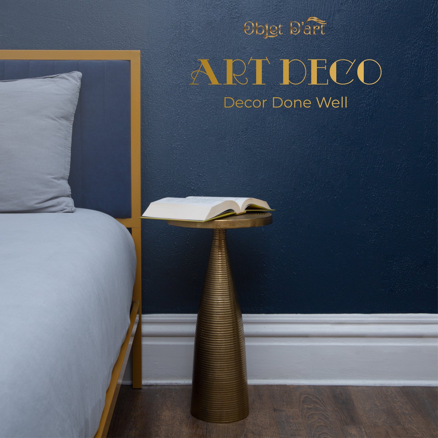 Luxor: Small Round Gold Side Table by Objet D’Art - Chic Accent for Living Room, 23” Height