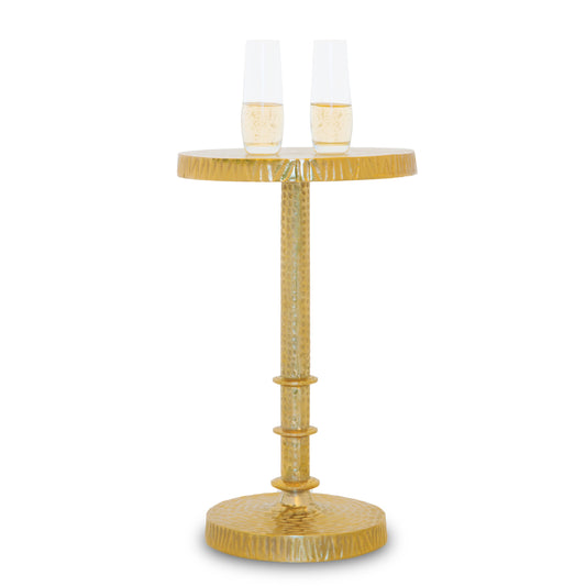 Miriam: Small Round Gold Side Table by Objet D’Art - Elegant Accent for Living Room, 21” Height