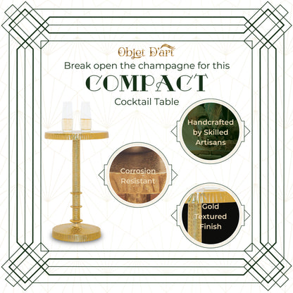 Miriam: Small Round Gold Side Table by Objet D’Art - Elegant Accent for Living Room, 21” Height