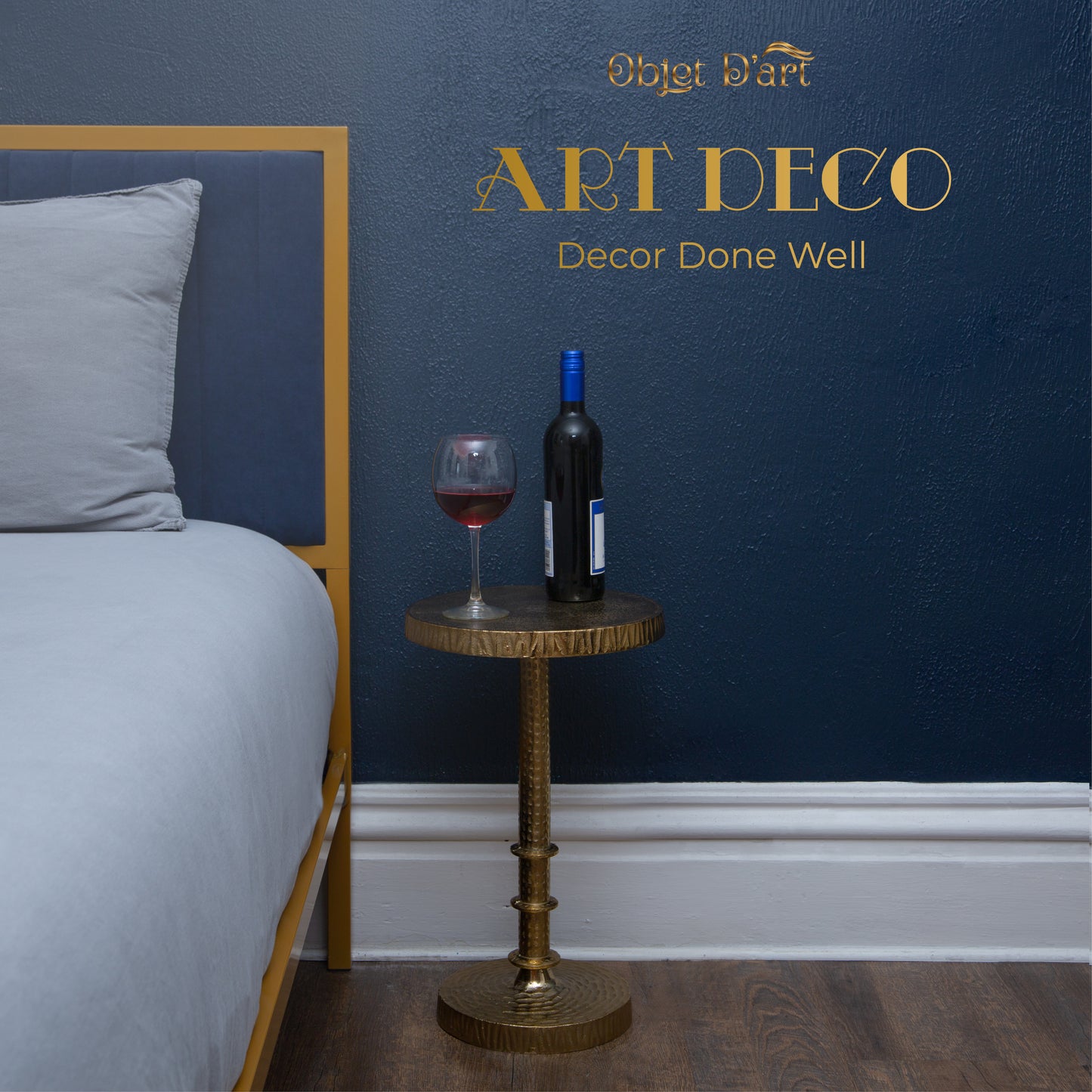 Miriam: Small Round Gold Side Table by Objet D’Art - Elegant Accent for Living Room, 21” Height