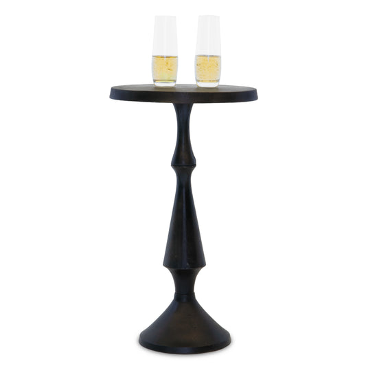 Nero: Small Round Black Side Table by Objet D’Art - Chic Accent for Living Room, 21” Height
