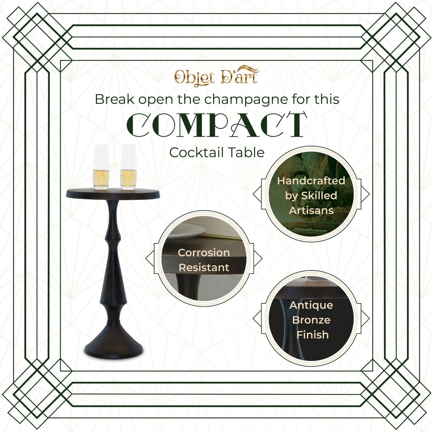 Nero: Small Round Black Side Table by Objet D’Art - Chic Accent for Living Room, 21” Height