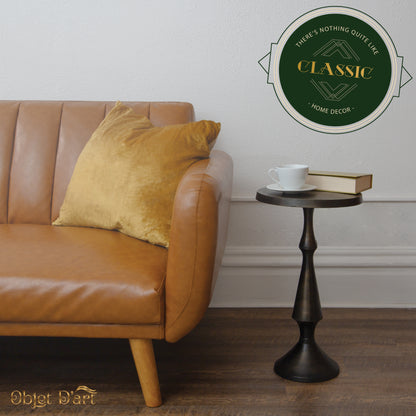 Nero: Small Round Black Side Table by Objet D’Art - Chic Accent for Living Room, 21” Height