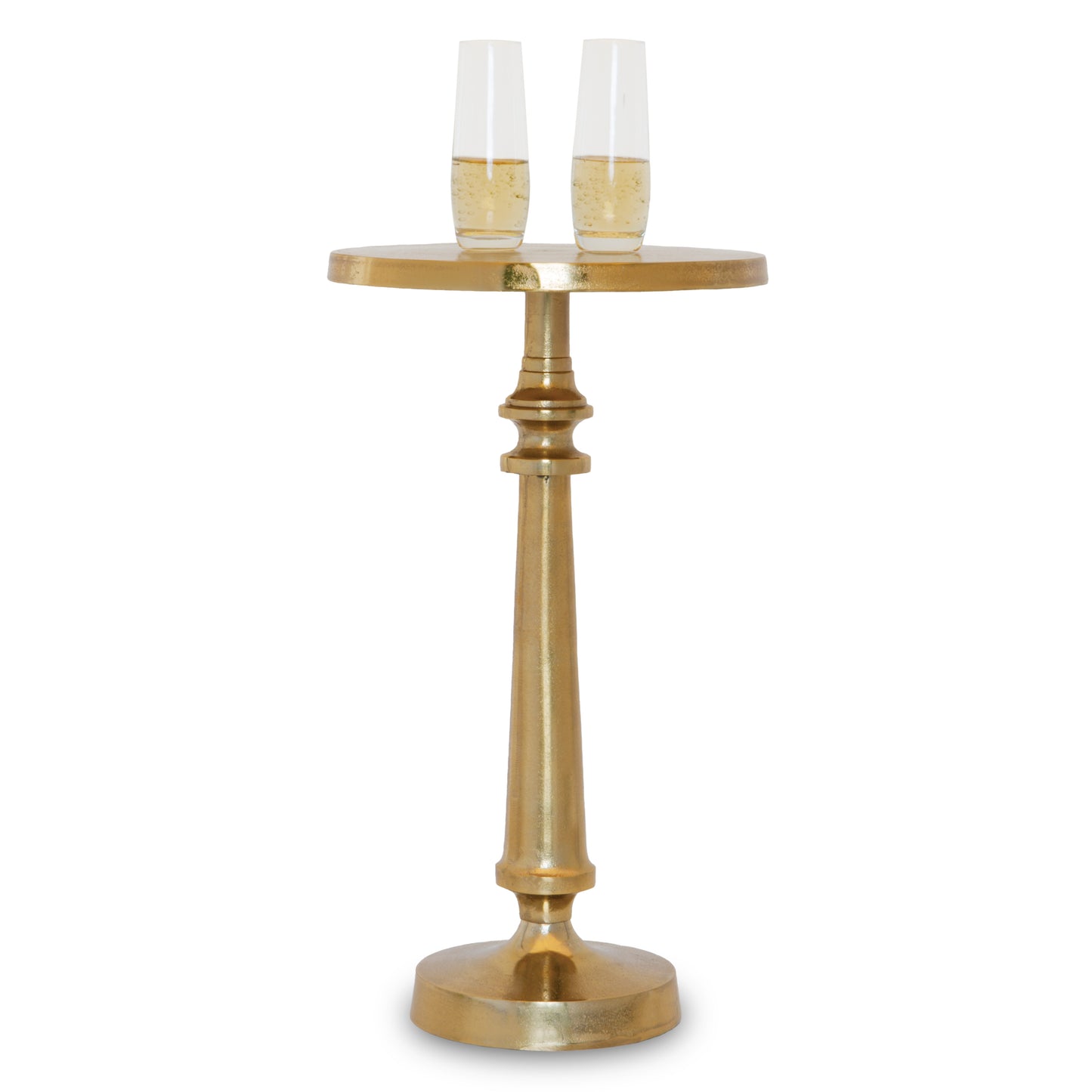 Petra: Small Round Gold End Table by Objet D’Art - Elegant Accent for Living Room, 21” Height