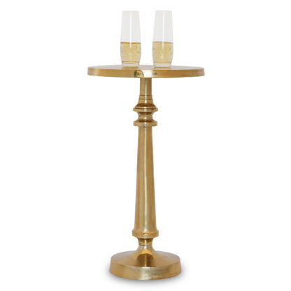 Petra: Small Round Gold End Table by Objet D’Art - Elegant Accent for Living Room, 21” Height