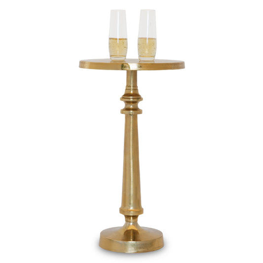 Petra: Small Round Gold End Table by Objet D’Art - Elegant Accent for Living Room, 21” Height