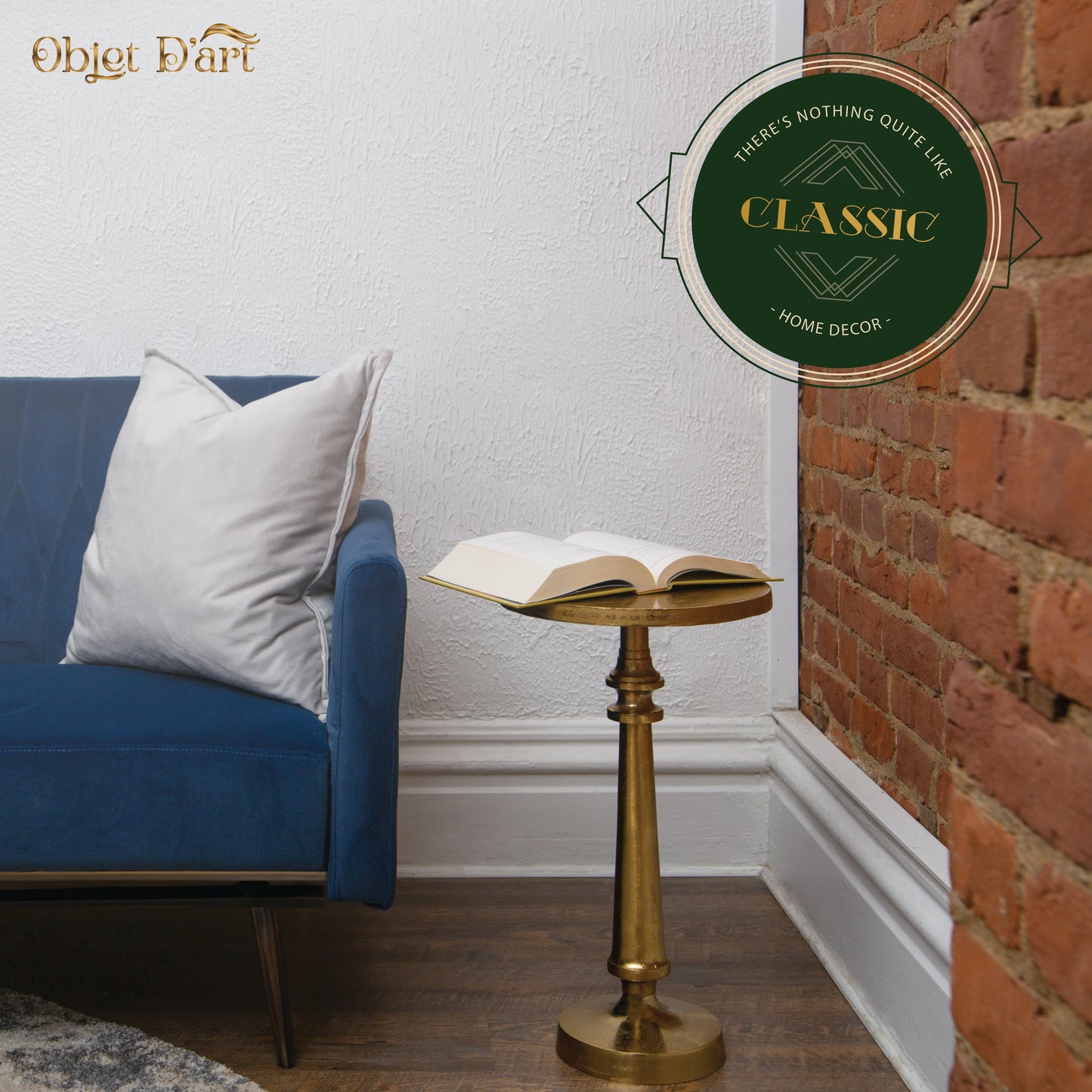 Petra: Small Round Gold End Table by Objet D’Art - Elegant Accent for Living Room, 21” Height