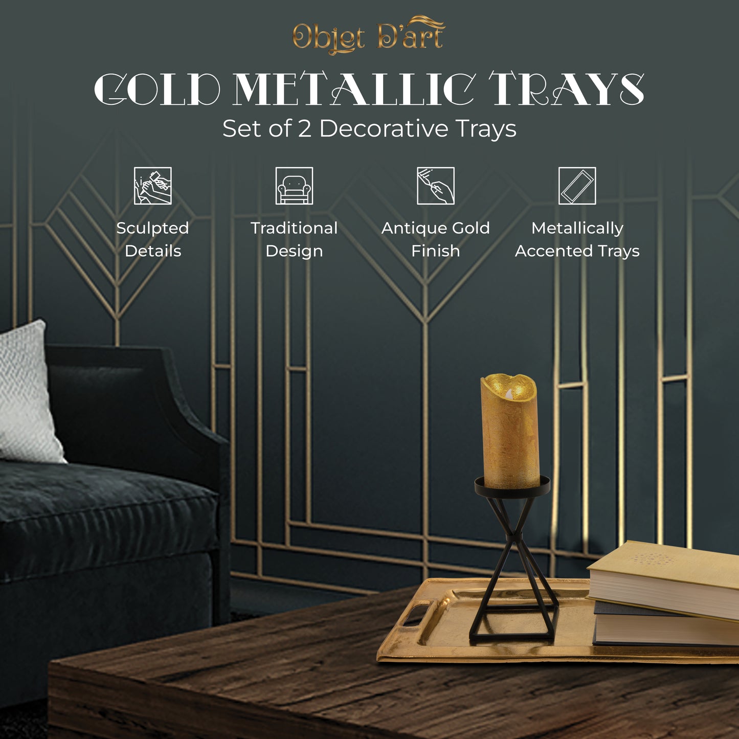 Beaufort: Decorative Gold Trays by Objet D’Art
