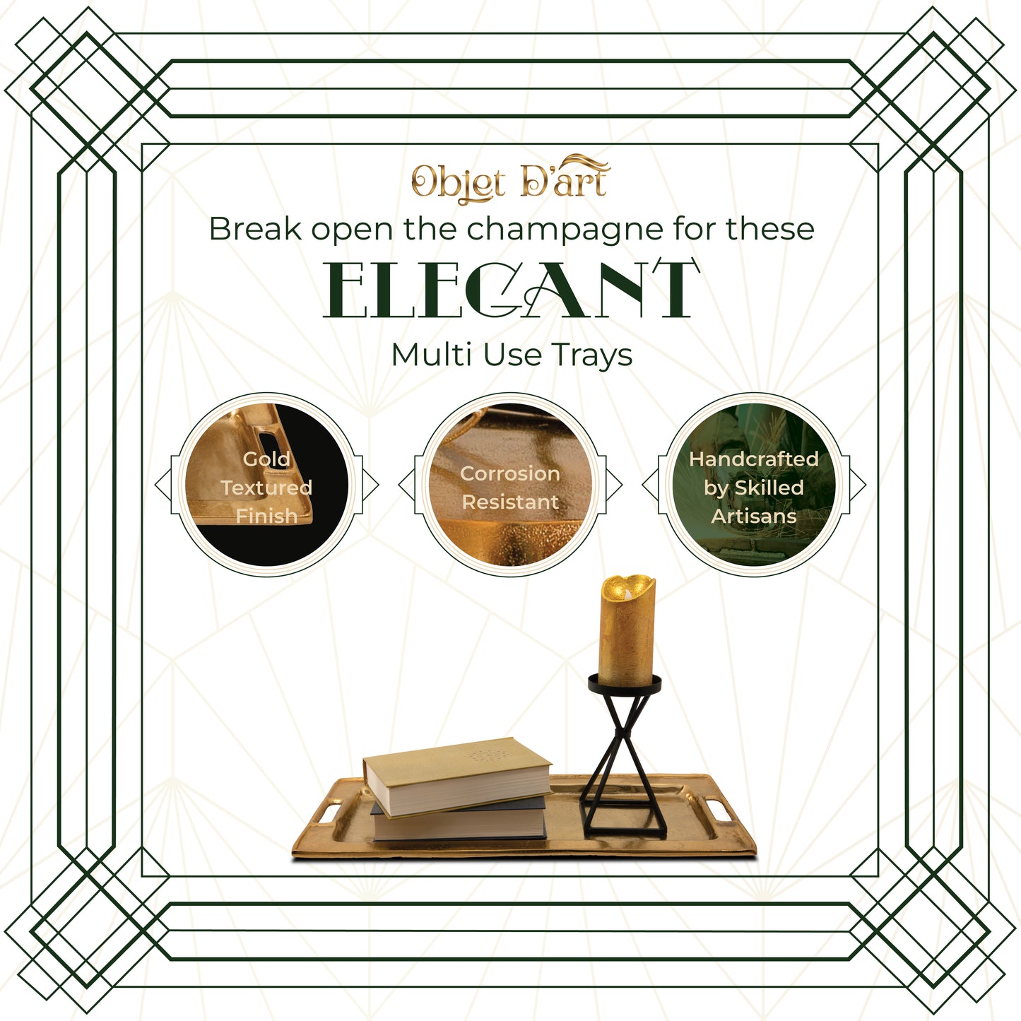 Beaufort: Decorative Gold Trays by Objet D’Art