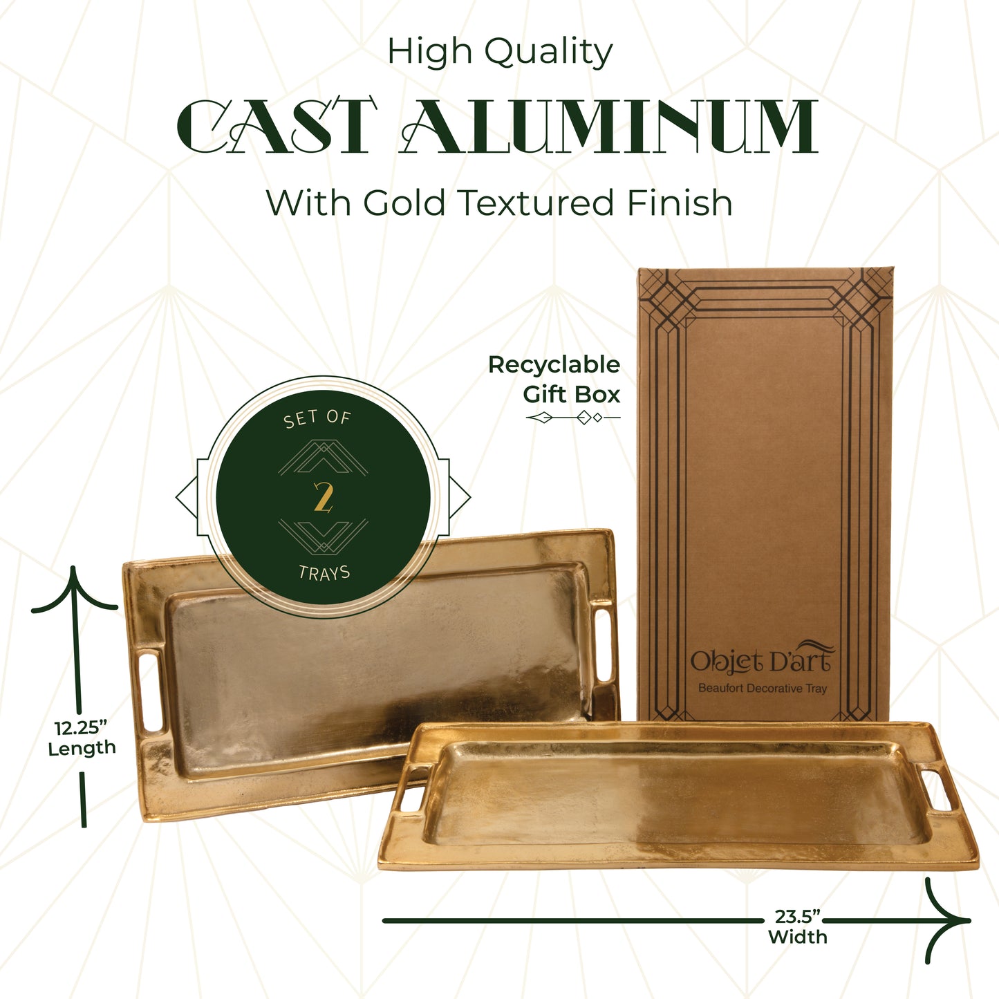 Beaufort: Decorative Gold Trays by Objet D’Art